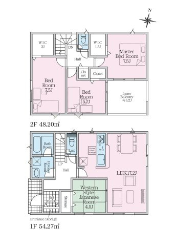 福岡市西区今宿東3丁目第10-6棟(5号棟)の間取り|全居室収納付きで便利です。