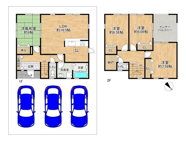 【間取り】 | 加古川市別府町元町　中古戸建 | 築浅物件♪駐車3台可能！