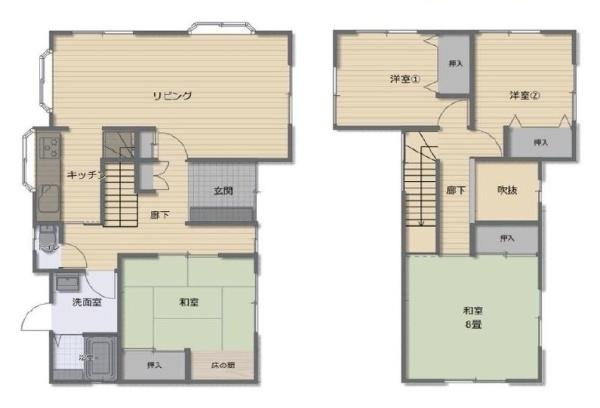天理市二階堂上ノ庄町　一戸建の間取り