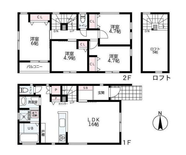 鎌倉市大船の新築一戸建の間取り