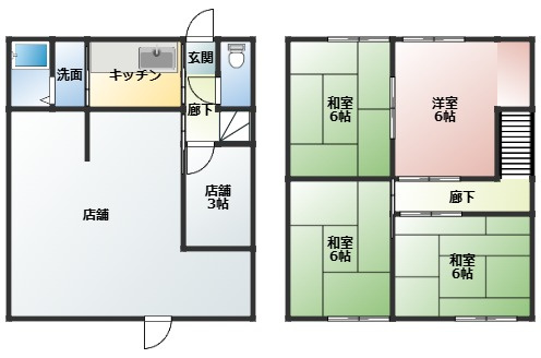 富塚町住居付店舗の間取り