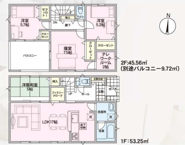 南アルプス市山寺の新築一戸建の間取り