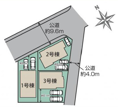 平塚市東真土2丁目　新築戸建　全3棟1号棟の区画図