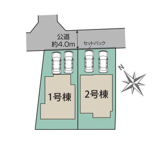 熊本市東区山ノ内3丁目第1-2棟(1号棟)の区画図|配置図（1号棟）