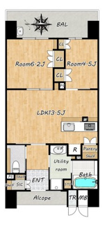 【間取り】 | サンフォーリーフタウン桜ノ宮サンミットコート