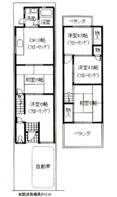 嵯峨折戸町戸建ての間取り