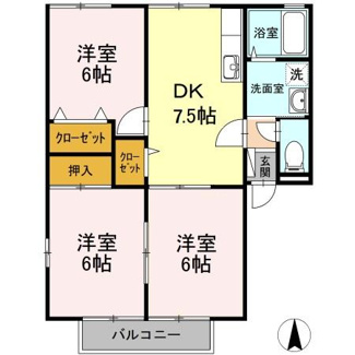 【間取り】 | サンヴェール　Ａ棟 | 3DK