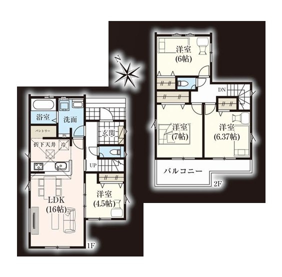 【間取り】 | GRAFARE久喜市南7期　新築住宅 | ≪2号棟≫広々パントリーのある家■洗面脱衣室にリネンスペース■ワイドバルコニー