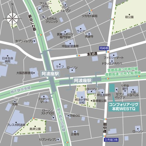 コンフォリア・リヴ本町WEST Qの地図