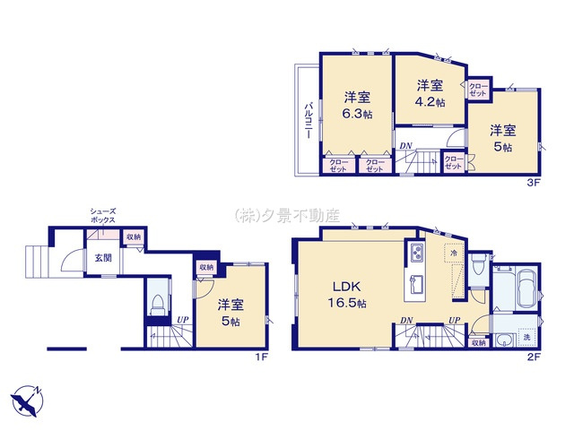 【間取り】 | 《仲介手数料無料》大宮区天沼町２丁目724-3(No.1)新築一戸建てメルディア