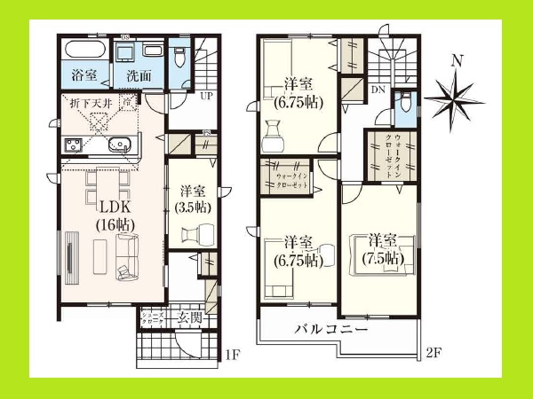 名古屋市西区見寄町の新築一戸建の間取り|◇２号棟◇　