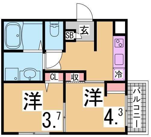 神戸市須磨区妙法寺字大津江の賃貸マンションの間取り
