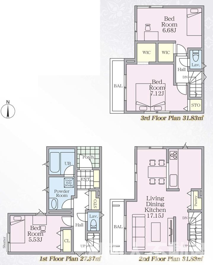 鎌倉市台４丁目５－１９新築戸建ての間取り