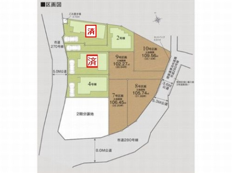 【仲介手数料０円】綾瀬市寺尾本町3丁目第1期　新築一戸建て　全8区画の区画図|綾瀬市寺尾本町3丁目第1期　新築一戸建て　全8区画