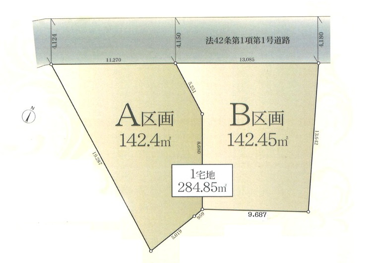 茅ヶ崎市美住町　建築条件なし　売地　B区画の土地図|B区画☆