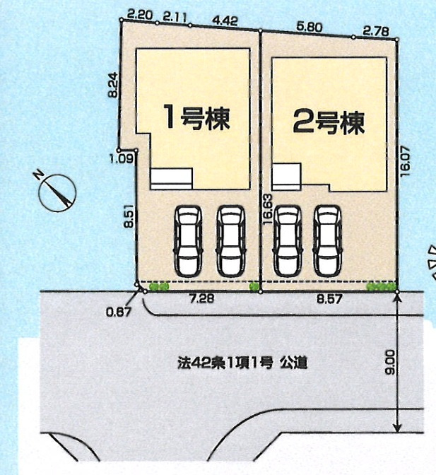 Livele Garden.S 入間市下藤沢第8期　全２棟の区画図