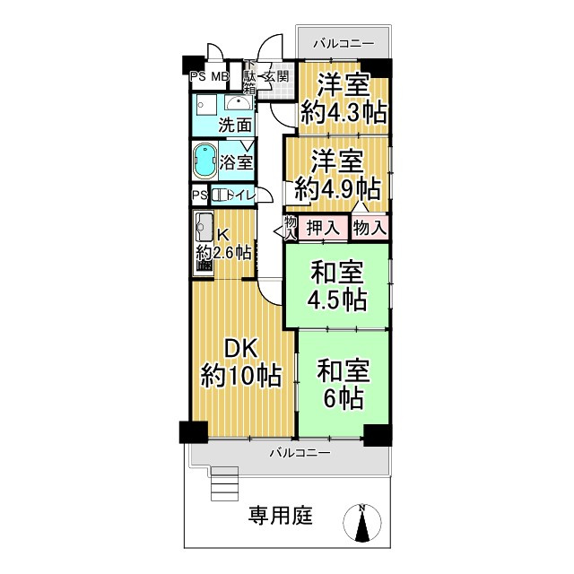 上京ハウス4号棟の間取り