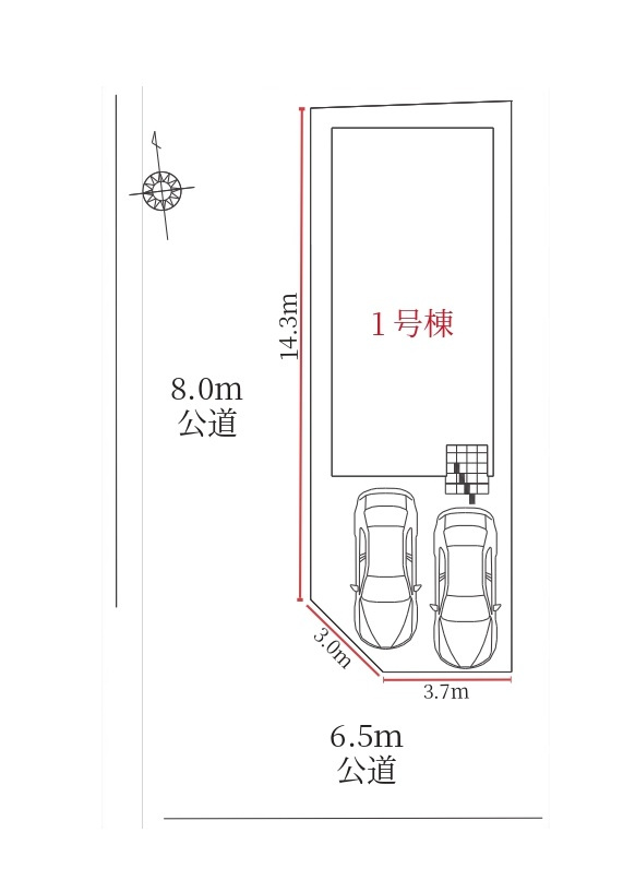 【仲介手数料無料／名古屋市中川区】中川区野田2期　Terrechez　新築戸建　1号棟の区画図