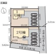 久喜佐間　新築一戸建て　01　リーブルガーデンの区画図|全2棟