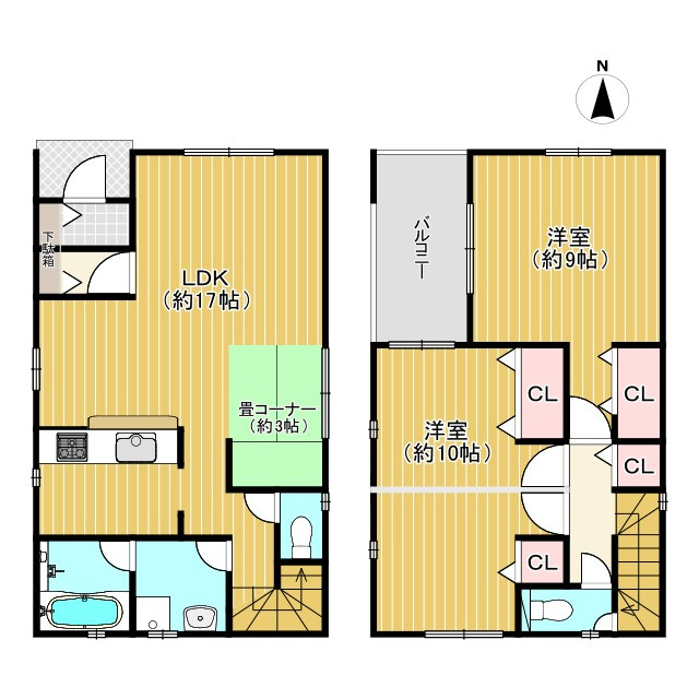 【商談中】向日市森本町前田の間取り|畳コーナーのあるお家です！
2階洋室は将来２部屋に分けることも可能です！