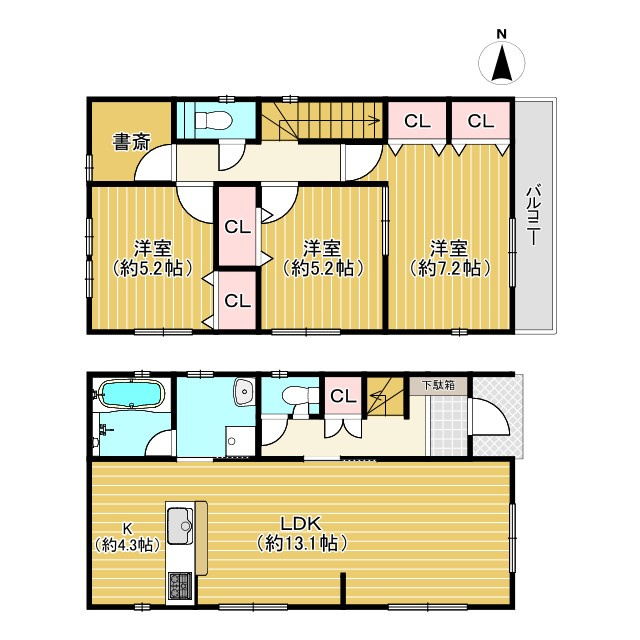 向日市森本町前田の間取り|3LDK+テレワークルーム