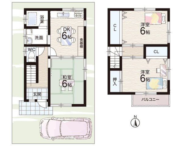 枚方市東船橋1丁目　中古一戸建ての間取り