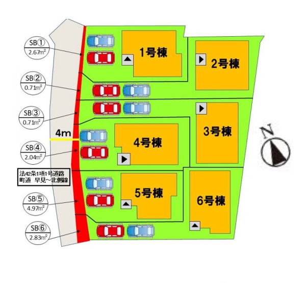 【区画図】 | 糟屋郡宇美町宇美中央1丁目3期　2号棟（全6棟）【仲介手数料無料・0円】 | 区画図です。2号棟