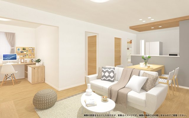 【完成予想図】 | 【LDKイメージパース】
※画像は設計図面を基に作成したイメージです。