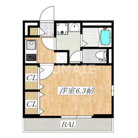 リブリ・ハイツTの間取り|南向き・角部屋です。