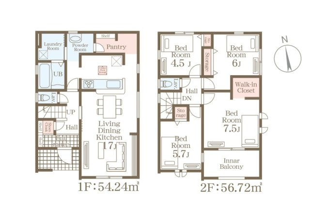 福津市西福間3丁目第1-2棟（1号棟）の区画図|配置図（1号棟）