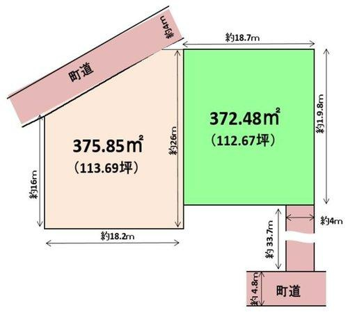 亘理町上茨田の区画図|約113坪の大きな区画