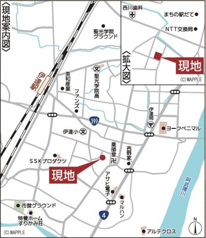 新築戸建・新築建売　伊達市南堀第1　伊達小・伊達中の地図