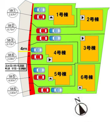 【区画図】 | 糟屋郡宇美町宇美中央1丁目3期　6号棟（全6棟）【仲介手数料無料・0円】 | 区画図です。6号棟