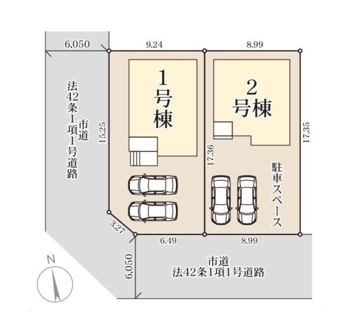 福津市西福間3丁目第1-2棟（2号棟）の区画図|配置図（2号棟）