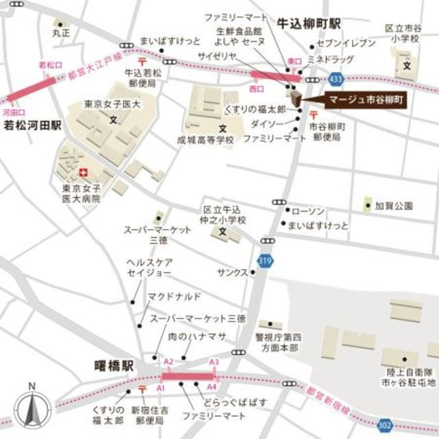 マージュ市谷柳町の地図