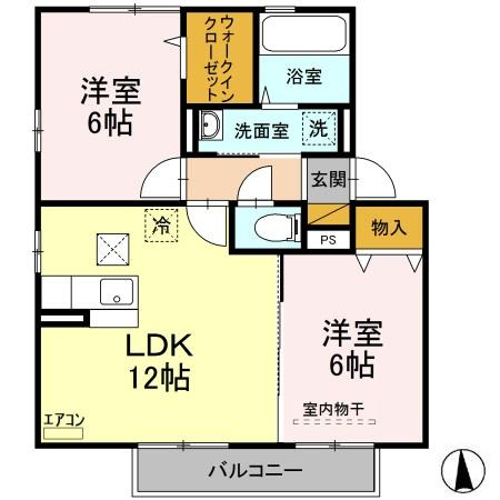 グランドメゾンBの間取り|2LDKです