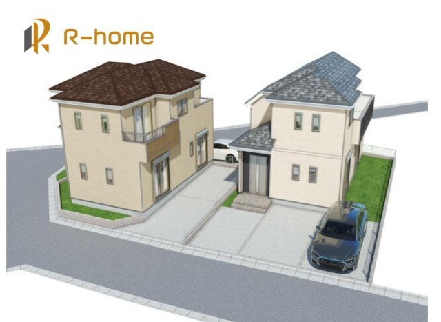水戸市内原町　新築戸建て　A号棟の外観|2025年12月完成予定！近隣の同仕様完成物件をご見学いただけます♪
