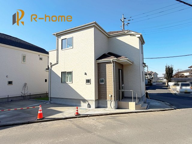 水戸市内原町　新築戸建て　A号棟の外観|建物完成いたしました！ご予約で『平日』や『夕方』などでもご見学可能です！