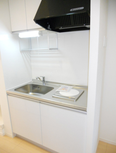 Prague　ルームコート　IHコンロ　敷地内ゴミ置場のキッチン