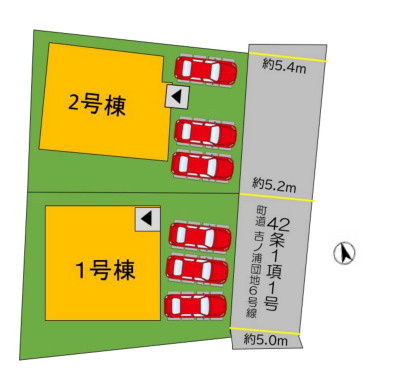 【区画図】 | 糟屋郡宇美町障子岳南2丁目2期　1号棟（全2棟）【仲介手数料無料・0円】 | 区画図です。1号棟