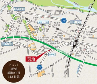 【地図】 | 【仲介手数料無料！！】日野市新町２丁目　新築戸建て（全7棟）4号棟　5180万円 | 日野市新町2-1-12付近