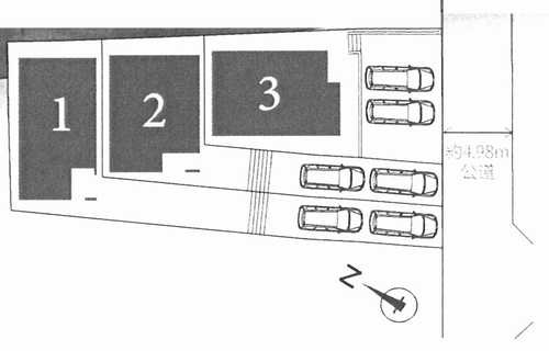 横浜市港南区日限山1丁目Ⅴ　新築戸建全3棟　3号棟の区画図