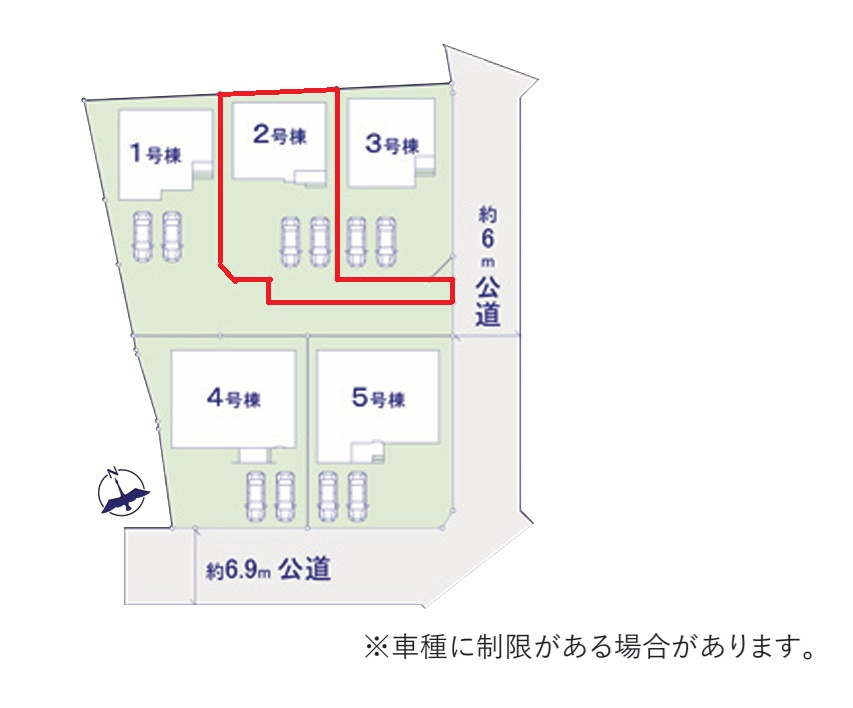 ケイアイフィット　水戸市東台　1期 　2　の前面道路含む現地写真|3台駐車可能なカースペースを確保。毎日のお車の出し入れがストレスなく行えます！
同メーカー完成物件の内覧が可能です。ご予約はHPから、またお電話でも、お気軽にどうぞ。