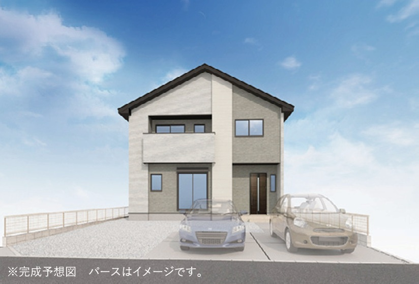 ケイアイフィット　水戸市東台　1期 　2　の前面道路含む現地写真|3台駐車可能なカースペースを確保。毎日のお車の出し入れがストレスなく行えます！
同メーカー完成物件の内覧が可能です。ご予約はHPから、またお電話でも、お気軽にどうぞ。