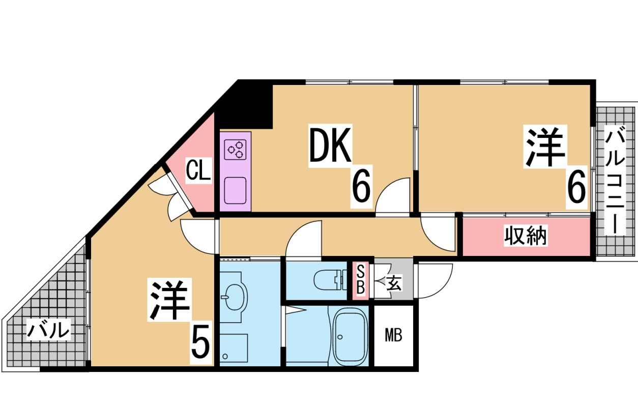 神戸市兵庫区兵庫町２丁目の賃貸マンションの間取り