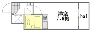 【間取り】 | ダイアパレス平和通り | ダイアパレス平和通り　1R