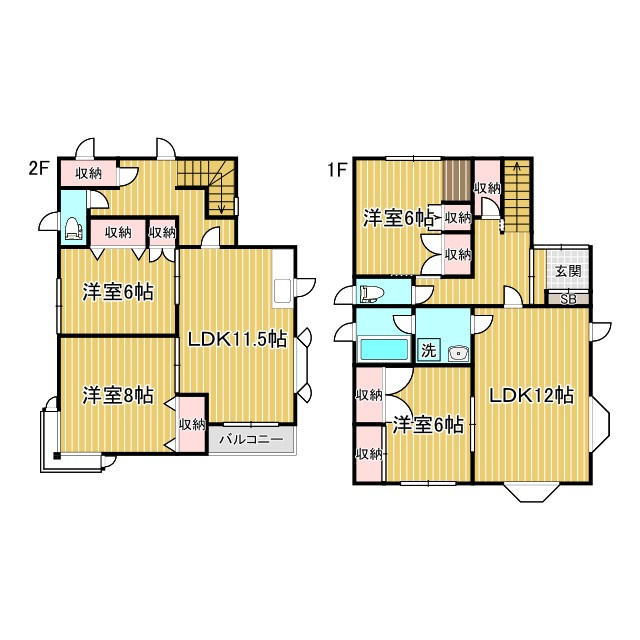 米町2丁目2世帯貸家の間取り
