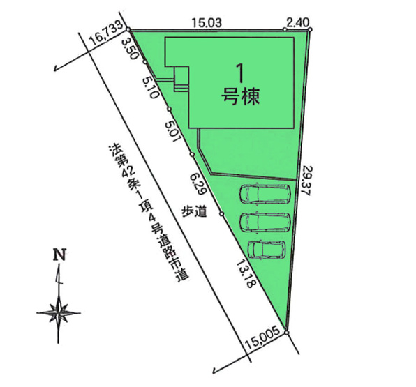 【区画図】 | リナージュ高崎市下之城町1期ー① | 開放的なカースペースは並列3台駐車可能！