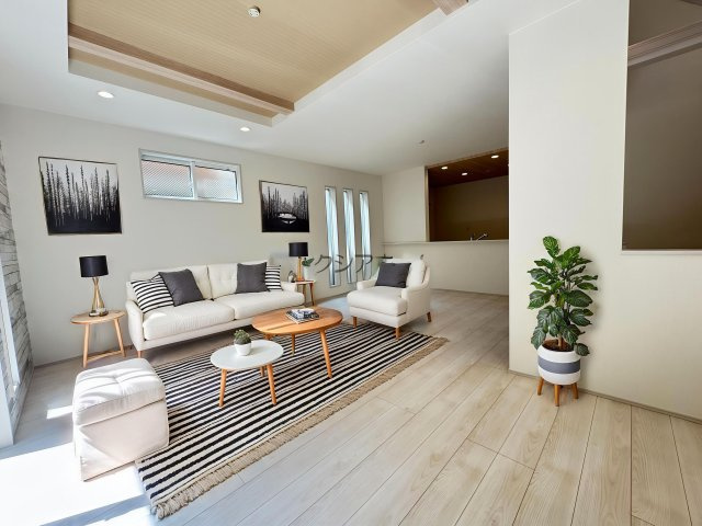 東村山市秋津町4丁目・全7棟　新築一戸建　1号棟の内装|LDK20.5帖（家具はCG画像での表示になります）