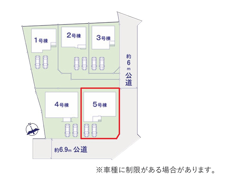 ケイアイフィット　水戸市東台　1期 　5の前面道路含む現地写真|3台駐車可能なカースペースを確保。毎日のお車の出し入れがストレスなく行えます！
同メーカー完成物件の内覧が可能です。ご予約はHPから、またお電話でも、お気軽にどうぞ。